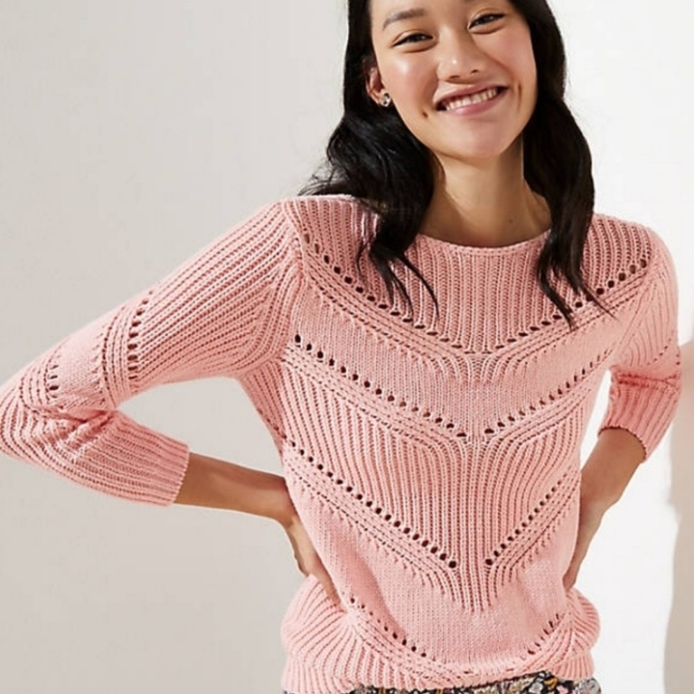 LAST ONE! LOFT Chunky Pink Sweater - reversible! - Picture 4 of 4